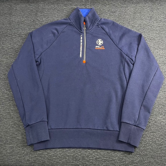 RLX Ralph Lauren Other - RLX‎ Ralph Lauren Sailing Mens Navy Blue Quarter Zip Pullover Sweatshirt Medium